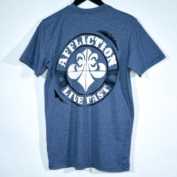 Affliction Small Skull On The Front Affliction Live‎ Fast On Back T Shirt Size S - Picture 3 of 9